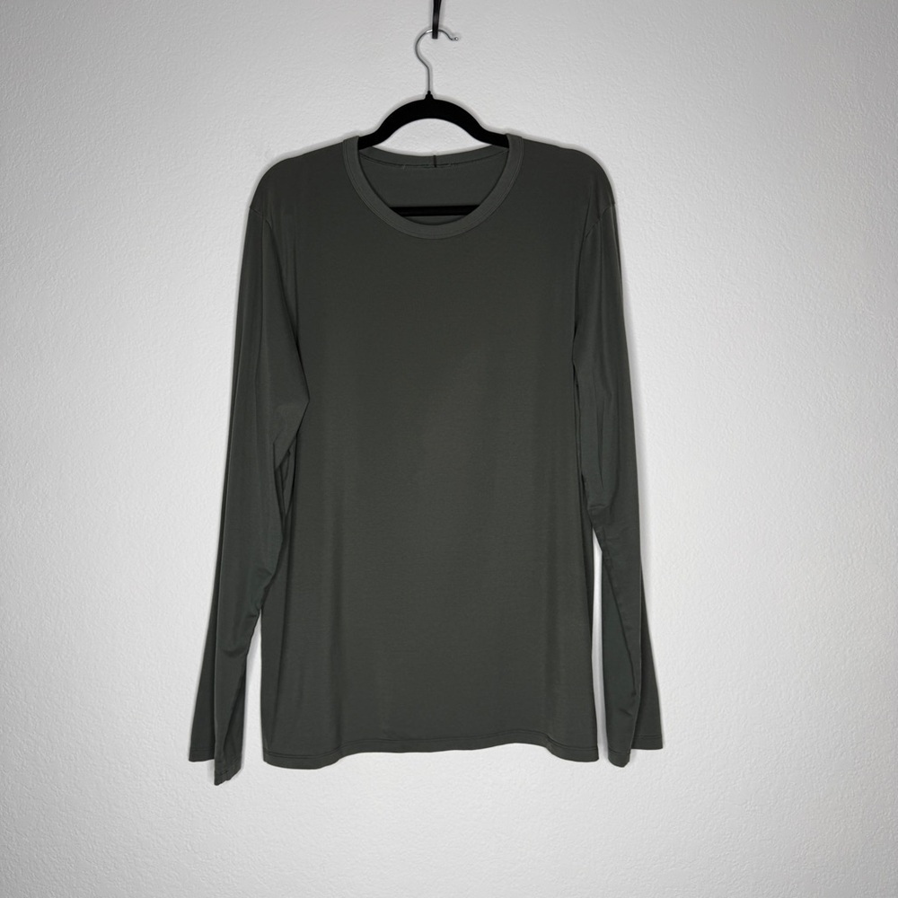 Lululemon Shirt Long Sleeve Crewneck Green Cotton Blend Lightweight Size L